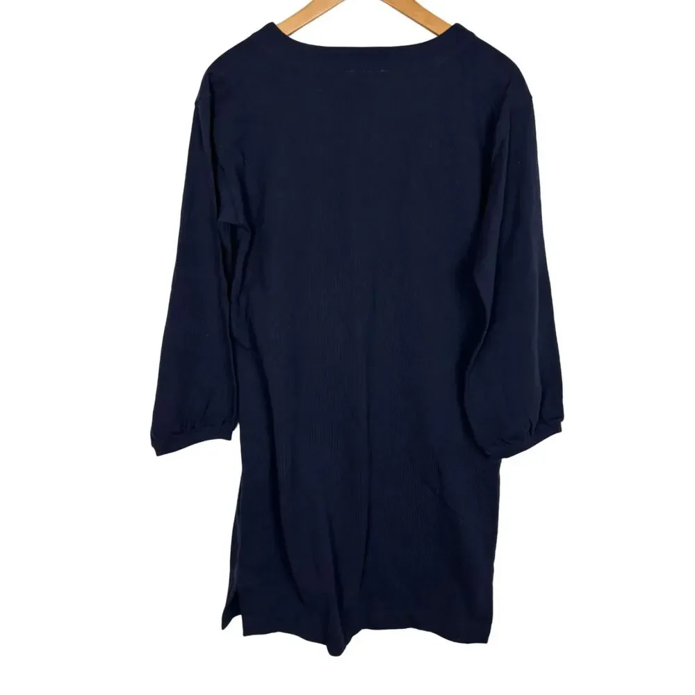NWT J. Crew Navy Blue Lace-up Balloon-Sleeve Dress Women’s Small